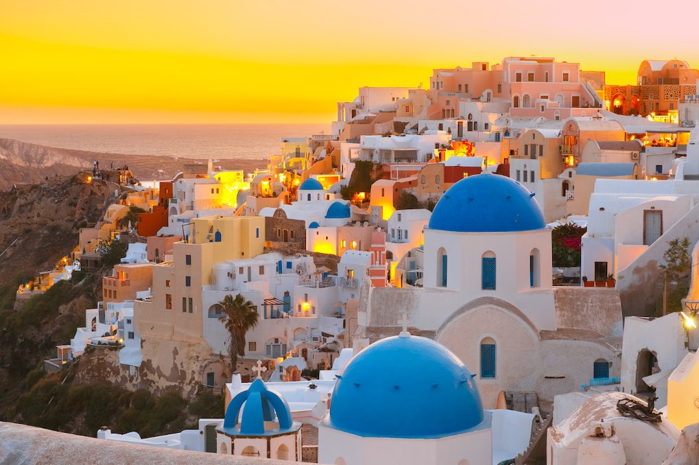 santorin couche de soleil mer