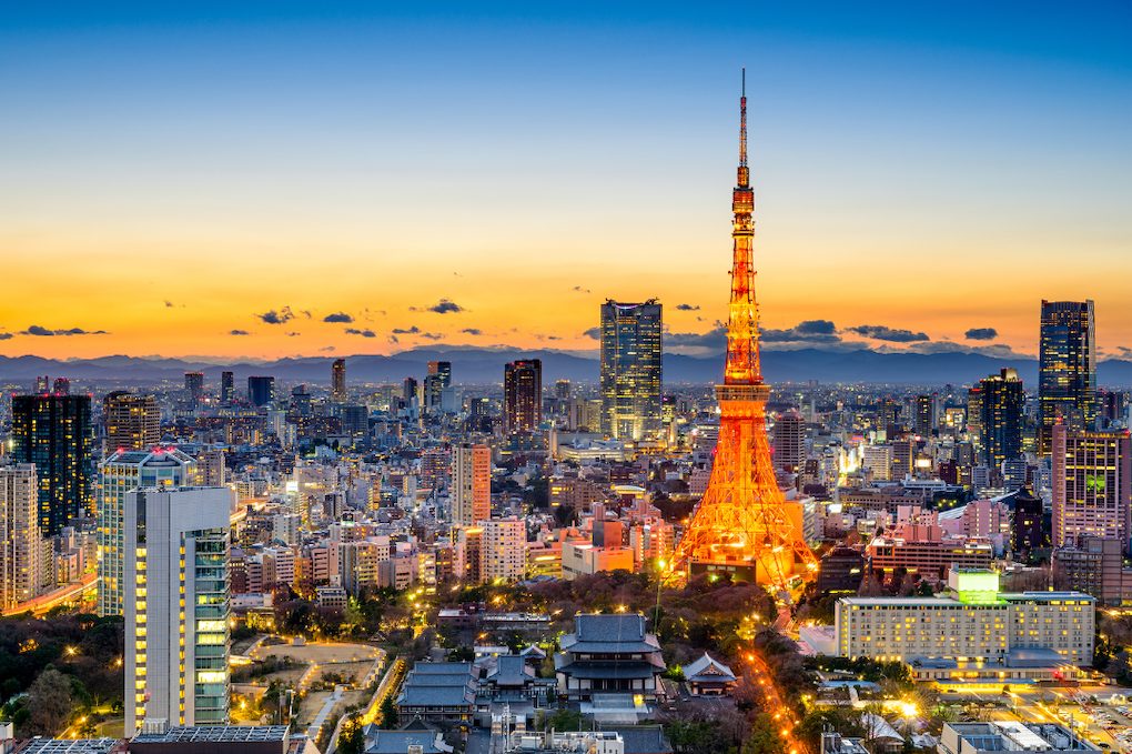 japon ville couche soleil