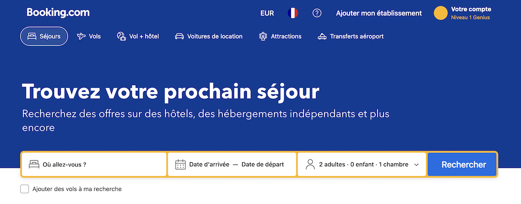 experience utilisateur booking.com
